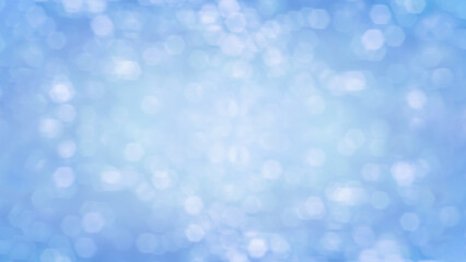 Abstract image of blue softy bokeh for greeting card or new year party background. 16:9 format.