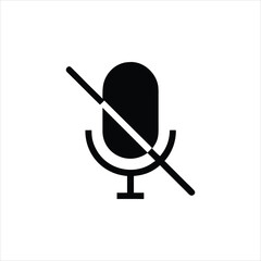 A silhouette of the muted microphone icon represents silence or no audio recording in digital communication and technology platforms.  Essential for user control and privacy, absence of voice.