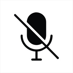 A silhouette of the muted microphone icon shows audio off and the silence recording not allowed symbol for communication apps and online meetings.