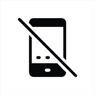 A silhouette of mobile phone off icon is a symbol of prohibition, a sign that the device is not allowed, forbidden mobile communication, forbidden technology, a prohibited device.