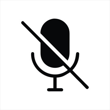 A silhouette of the muted microphone icon shows audio off and the silence recording not allowed symbol for communication apps and online meetings.