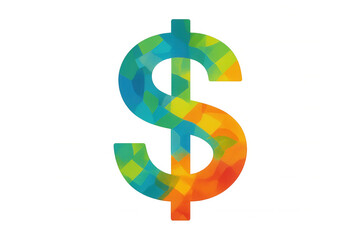 Fototapeta premium Dollar sign with colorful abstract low poly texture representing finance, currency, economy, future, innovation, and global business concepts