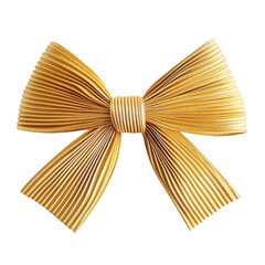 Folded Golden Ribbon Bow with Vertical Pleats pleated isolated on a transparent background