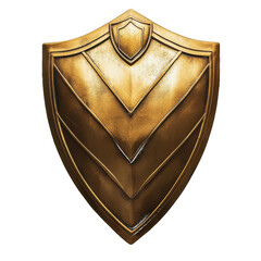 Golden Chevron Patterned Shield with Small Crest Detail graphic design isolated on a transparent background