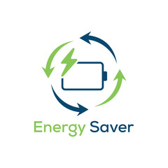 Energy saver symbol. Logo Energy icon with lightning and circle arrow. Eco friendly, environmentally. Eco icon. Vector illustration.