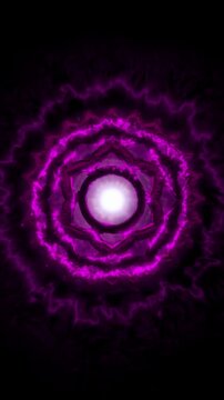Glowing Crown Chakra energy vortex animation, radiant light aura, sacred spiritual geometry, cosmic portal, seamless loop, divine power and mystical balance of inner light