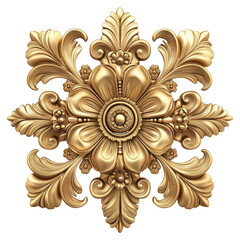 Ornate Golden Floral Decorative Element with Acanthus Leaves graphic design isolated on a transparent background