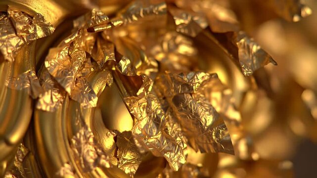Golden Fractured Ornament Closeup.