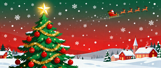 christmas background with christmas tree and gifts