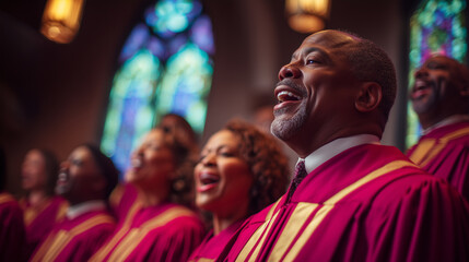Fototapeta premium Christian Gospel Singers Praising in Festive Church Setting