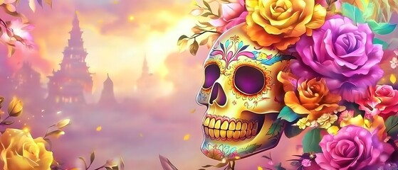 Sugar Skull for Day of the Dead Mexico holiday 2024