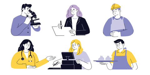 Diverse Professional Roles A Modern Illustration Collection of Various Occupations and Career Paths