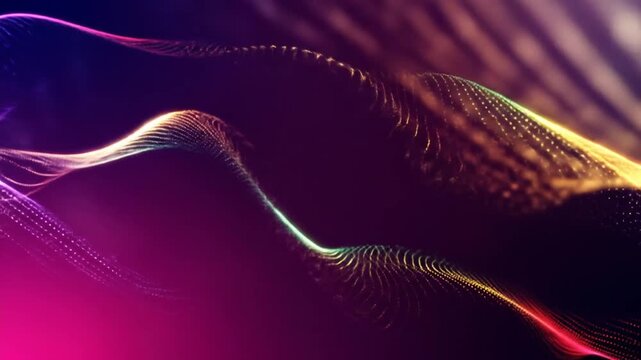 Vibrant abstract wave pattern with neon colors and dynamic motion.