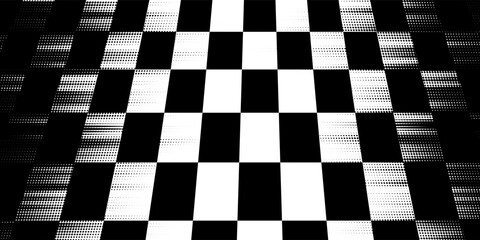 Obraz premium Finish line of striped black squares on a white background. Striped pattern. Design element for covers, advertising, web design, packaging, Sports vector background