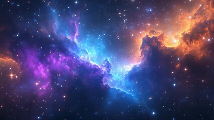 Colorful Cosmic Nebula Cloud in Deep Outer Space – Stellar Galaxy Background