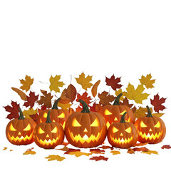 halloween pumpkin with leaves