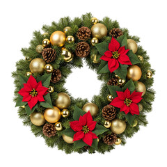 christmas wreath on white background
