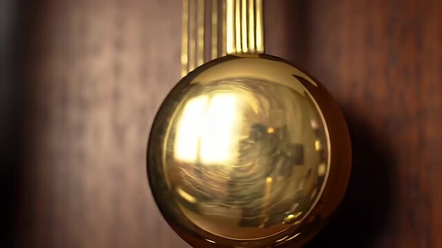 Golden Pendulum Clock Closeup.
