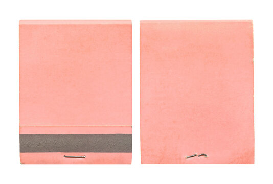 Vintage 1960s Old Blank Pink Front Strike Matchbook - Front & Back - Isolated on White - Mockup & Branding Flatlay Asset