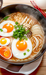 Chicken noodle soup with egg