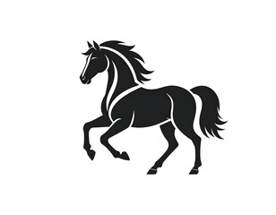 Black silhouette of a rearing horse, elegant pose