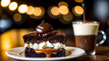 Chocolate cake with christmas decorations