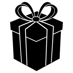 Elegant black gift box with white ribbon and bow symbolizing celebration surprise and special occasion presents vector illustration for graphic design and web use