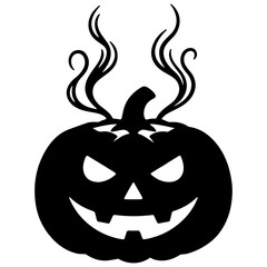 Spooky Halloween Pumpkin Silhouette with Evil Eyes and Sinister Smile Perfect for Seasonal Decorations and Graphic Designs Isolated on White Background