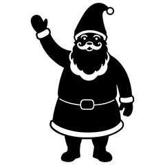 Silhouette of Santa Claus Waving Hand in Black and White Minimalist Design Christmas Holiday Celebration Festive Season Graphic Design Vector Illustration