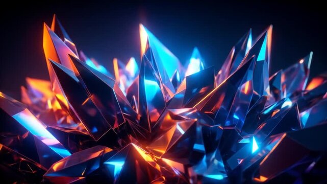 Vibrant Crystal Formation with Neon Lights.