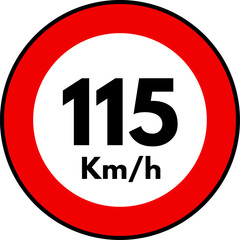 Speed Limit 115 kmh Sign