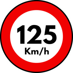 Speed Limit 125 kmh Sign