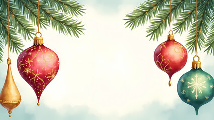 Watercolor Christmas Ornament Garland Frame
