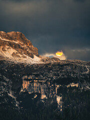 moonrise in the mountains dolomites