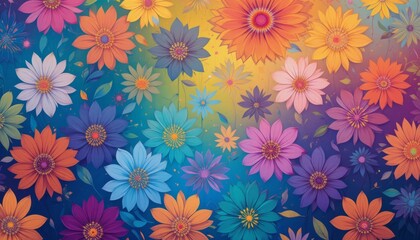 Vibrant colorful flower pattern for joyful backgrounds