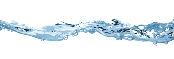 Water wave, isolated on transparent background close-up, clean drinking water concept