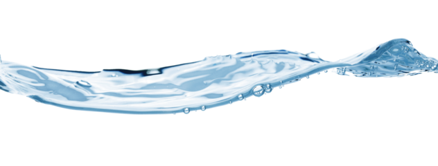 Water wave, isolated on transparent background close-up, clean drinking water concept