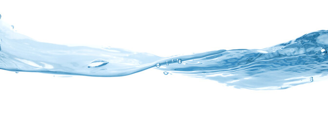 Water wave, isolated on transparent background close-up, clean drinking water concept