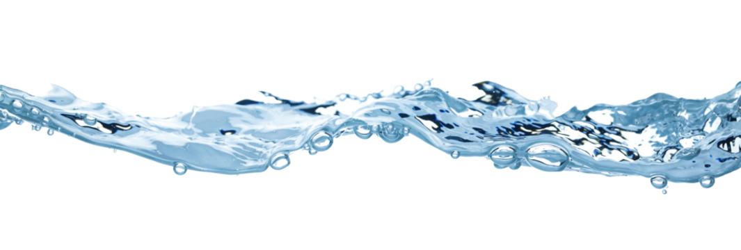 Water wave, isolated on transparent background close-up, clean drinking water concept