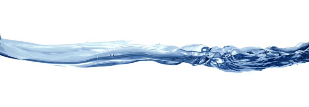 Water wave, isolated on transparent background close-up, clean drinking water concept