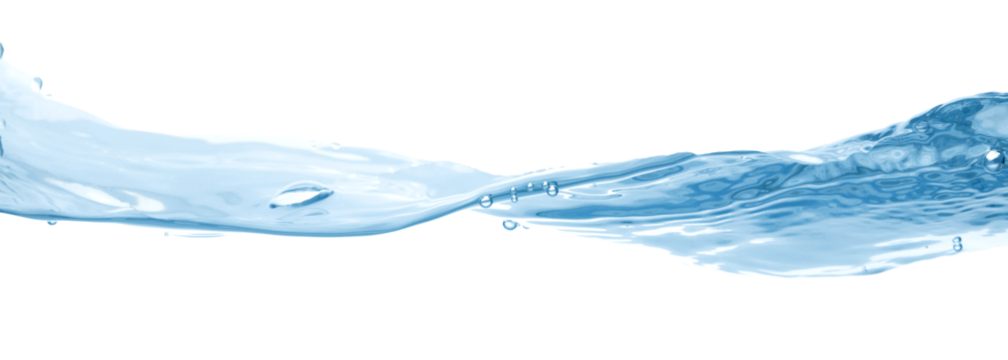 Water wave, isolated on transparent background close-up, clean drinking water concept