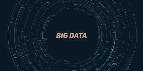Obraz premium Vector abstract colorful round big data information visualization. Social network, financial analysis of complex databases. Visual information complexity clarification. Intricate data graphic
