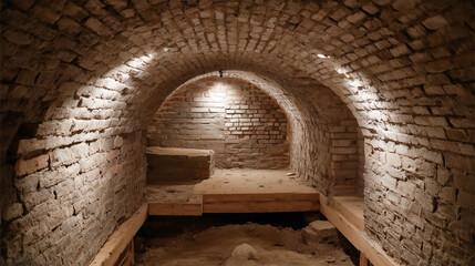 cellar, vault, arch, masonry, brick, stone, limestone, mortar, barrel, cork, vintage, fermentation, aroma, humidity, temperature, aging, oak, winery, vineyard, sommelier, decanter, bottle, rack, prese