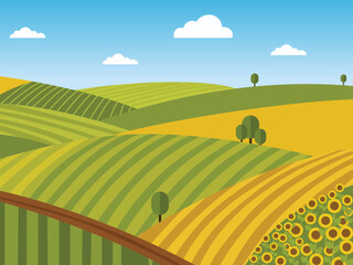 vast agricultural landscape illustration
