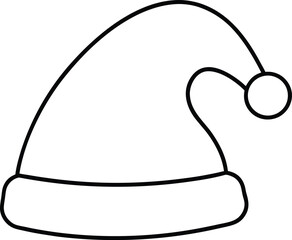 santa hat simple one line illustration on transparent background