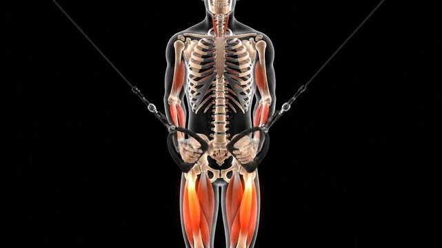 Dynamic 3D Animation of Human Musculature and Skeletal System Under Tension