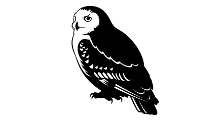 Fototapeta premium A striking black and white graphic illustration of a majestic owl, perfect for winter holiday designs and festive seasonal projects.