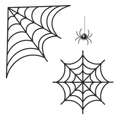 Spooky cobwebs and a dangling spider create simple monochromatic Halloween themed elements