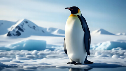 Fototapeta premium penguin on the snow