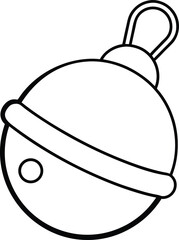 Sleigh Bell Ornament Simple Line Art Illustration on Transparent Background